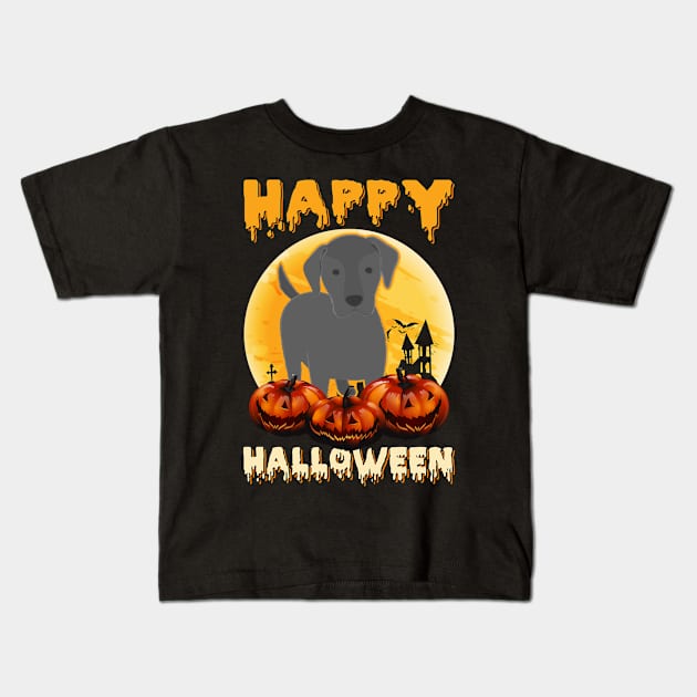 Labrador Halloween Scary Moon Pumpkin Costume Kids T-Shirt by foxmqpo